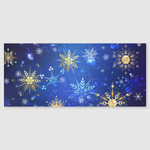 Julbakgrund i blå färg med gyllene snöflingor magnetisk inbjudningskort