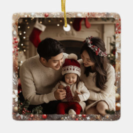 Julbakgrund | Minimal familjefoto Julgransprydnad Keramik