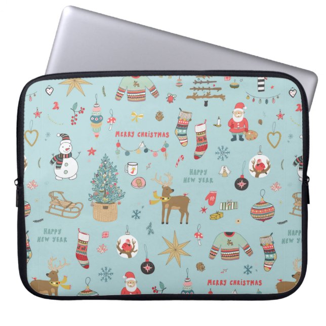 Julbakgrund, sömlös papper patt laptop fodral (Framsidan)