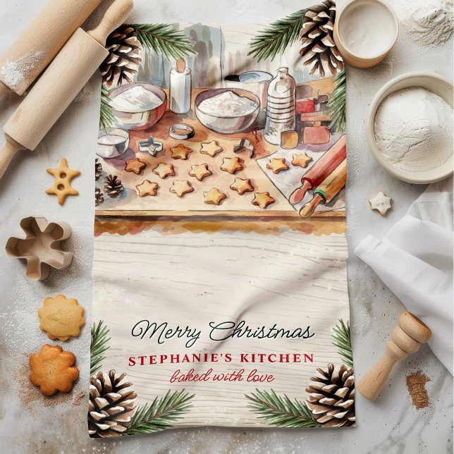 Julbaking-Personligen Pinecone Kökshandduk (Skapare uppladdad)