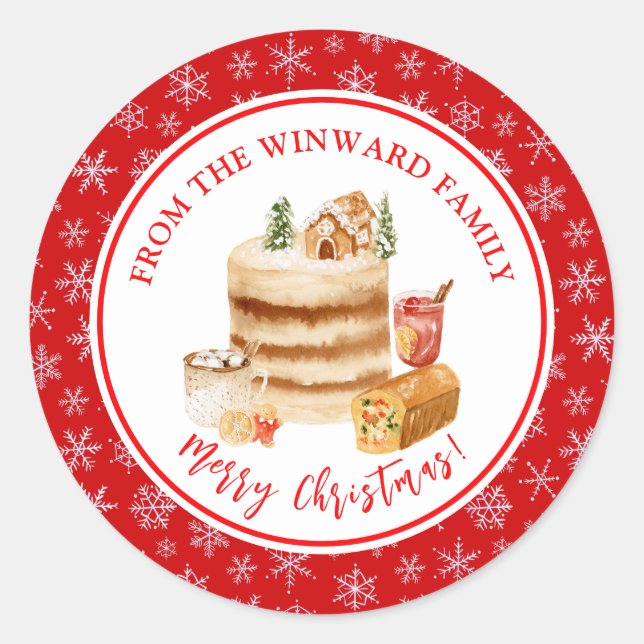 Julbakning Julkaka Runt Klistermärke (Framsida)