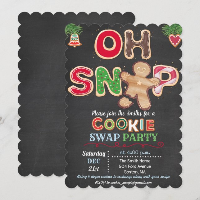Julbakswap Jul Cookie Swap Inbjudan (Fram/baksida)