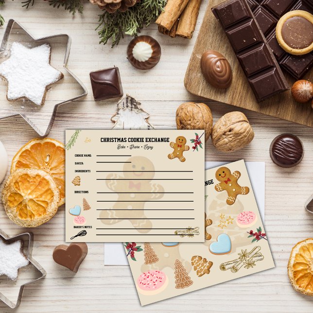 Julbakswap receptkort (Christmas Cookie Exchange Recipe Card | Holiday Cookie Swap Recipe Card)