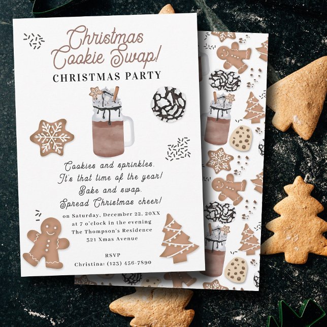 Julbakswappar Julbakning Julgodis Inbjudningar (Christmas Cookies Holiday Baking Cookie Swap Invitation)