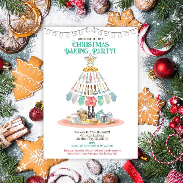 Julbaktpartiets inbjudan (It's all things baking this holiday season with this Christmas Baking Party Invitation.)