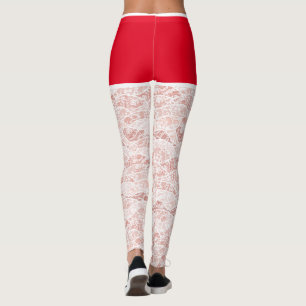 Julbalger Faux Blommigt White Snöre Fishnet Leggings