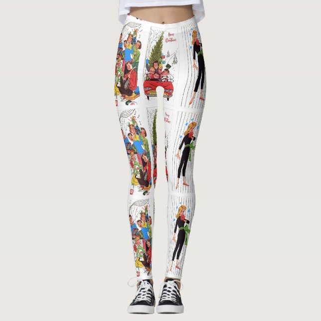 Julbaljor i rasande årgång leggings (Framsida)