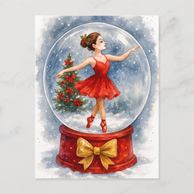 Julballerina Snöglob Postkort Helg Vykort (Framsida)