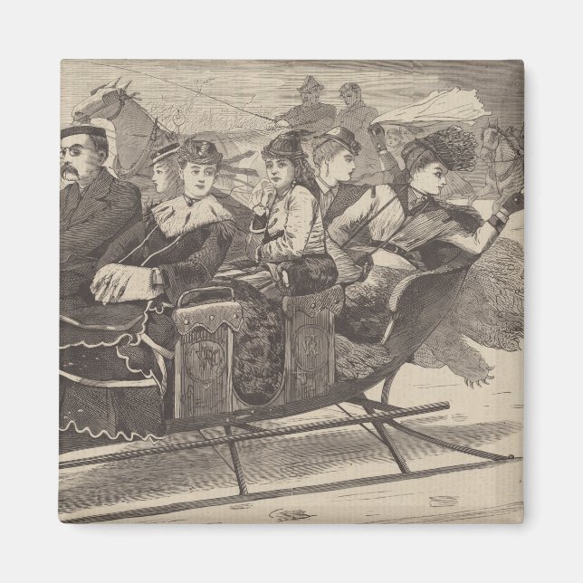 Julbälten (vackra kvinnor, Julafton Sleigh) Magnet (Framsidan)