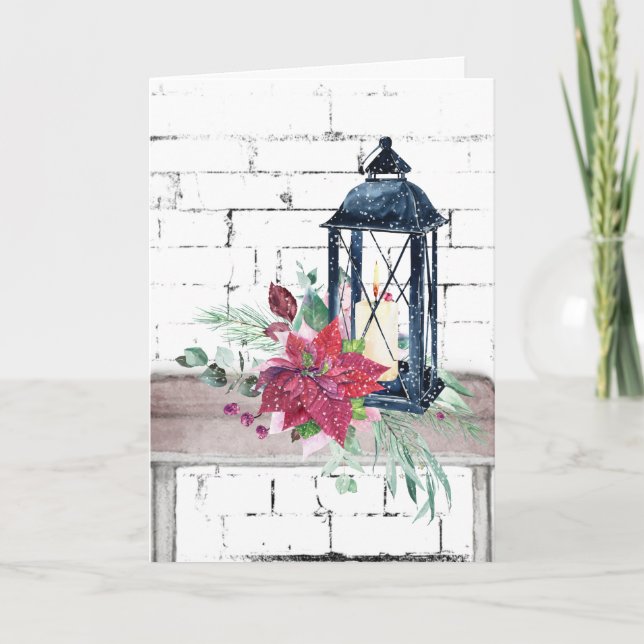 Julbanan och Poinsettias Helgkort (Framsida)