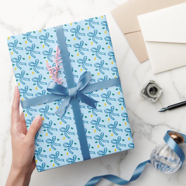Julband Doodle JUL HANUKKA Högtid Blå Presentpapper (Gifting)