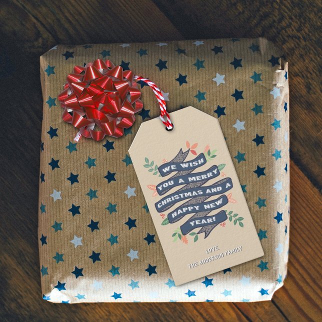 Julbanderollen i Blommigt, Helgdag Presentetikett (Skapare uppladdad)