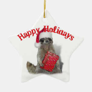 Julbandit Raccoon med nuvarande Julgransprydnad Keramik