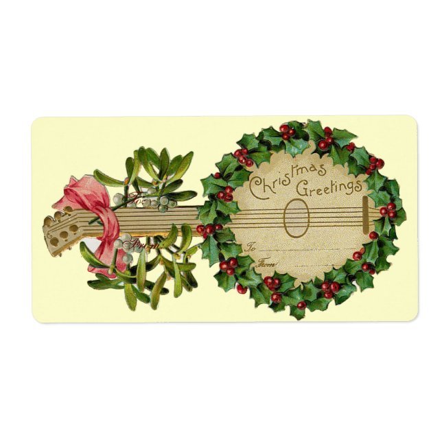 JULBANJO MED MISTEL OCH JULONGONBÄR FRAKTSEDEL (Framsidan)