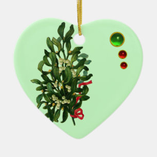 JULBANJO MED MISTLETOES OCH JÄRNEKBÄR JULGRANSPRYDNAD KERAMIK
