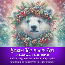 Julbänk med Polarna Holly & Gräs Decoupage