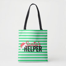 Julbänken Santa's Helper Grönt Monogram Tote