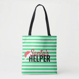 Julbänken Santa's Helper Grönt Monogram Tote Tygkasse