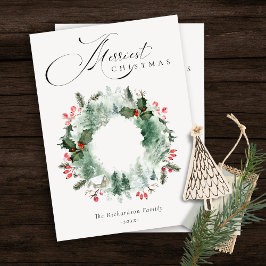 Julbär Tall Träd Snö Julkrans Julkort