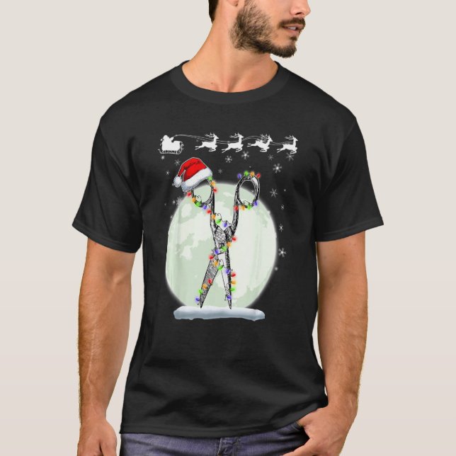 Julbarber Frisör Sax Med Santa H T Shirt (Framsida)
