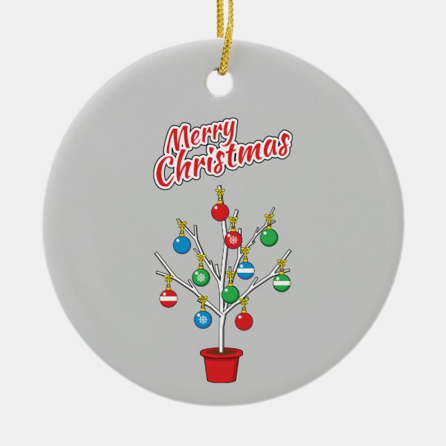 Julbare Gren Träd - God jul Julgransprydnad Keramik (Framsidan)