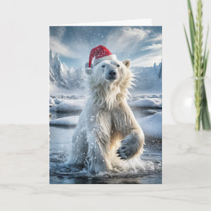 Julbårens Polar Björn i Isig Vatten Kort