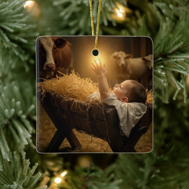 Julbarn Jesus i en krubba Julgransprydnad Keramik (Träd)