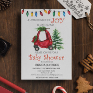 Julbarn Lastbil Baby Shower Knippe Glädje Inbjudningar