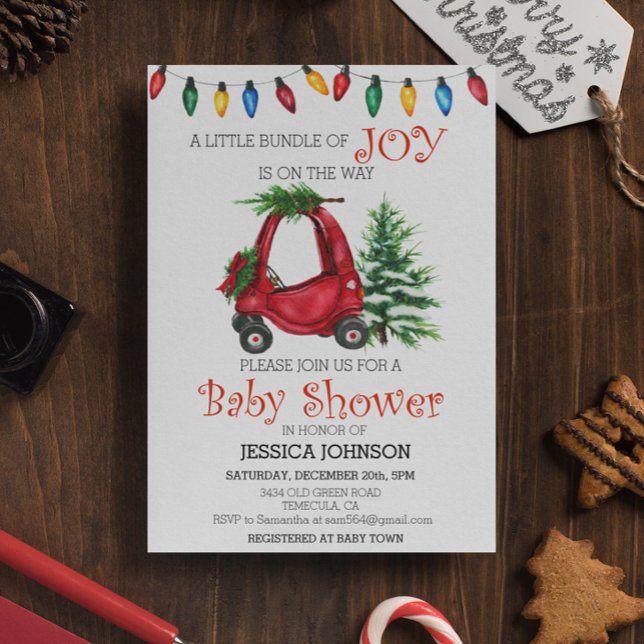 Julbarn Lastbil Baby Shower Knippe Glädje Inbjudningar (Skapare uppladdad)