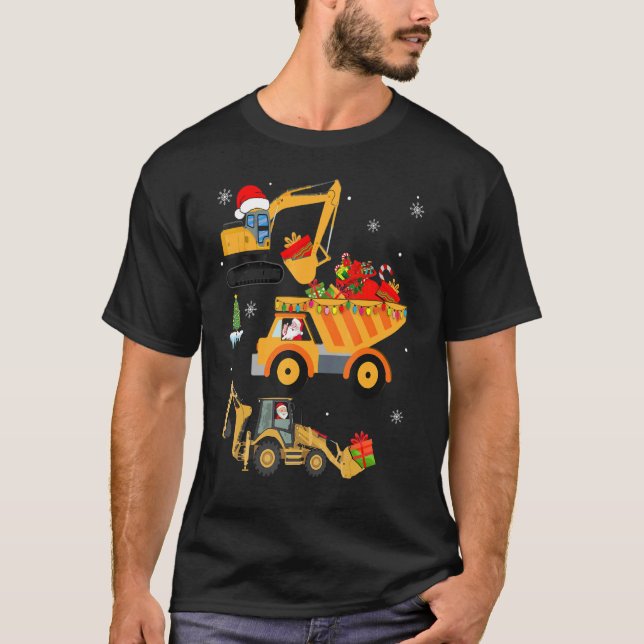 Julbarn småbarn Lastbil Construction Vehi T Shirt (Framsida)