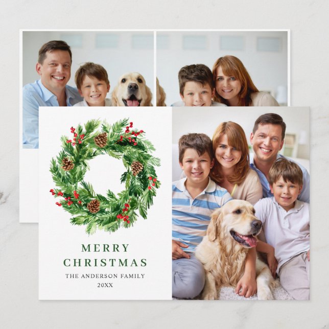 Julbärskrans julkrans 3 FOTO Julkort (Fram/baksida)