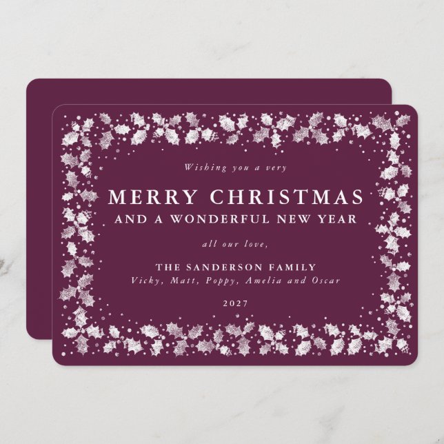 Julbärskrinklor kant platt Icke Foto Julkort (Fram/baksida)