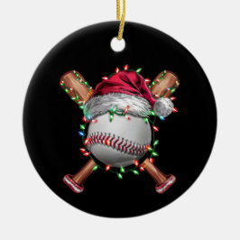 Julbaseboll Tomte Sport Xmas Högtid Julgransprydnad Keramik