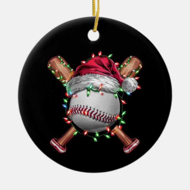 Julbaseboll Tomte Sport Xmas Högtid Julgransprydnad Keramik (Framsidan)