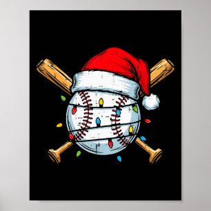 Julbasebollboll Santa Hatt Xmas Sport Män Poster