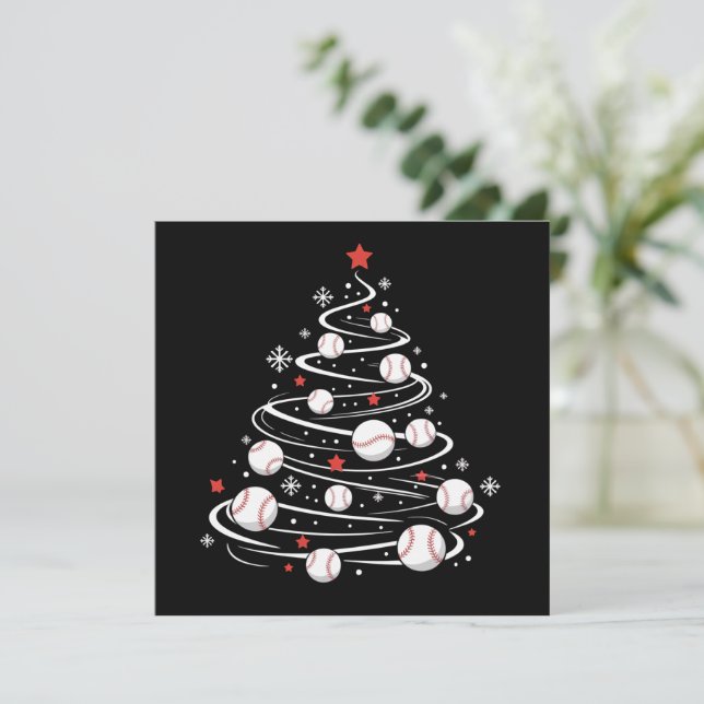 Julbasebollträd Xmas-träd Basebollälskare  Julkort (Stående Fram)