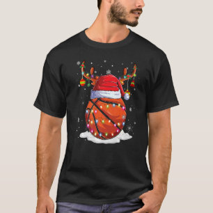 Julbasketboll Boll Santa Reindeer Ljus eller T Shirt