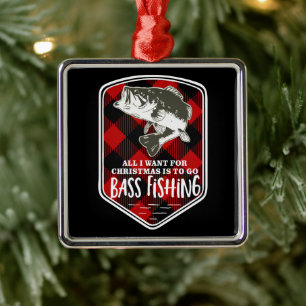 Julbass Fiskecitat Röd plagt Logotyp Julgransprydnad Metall