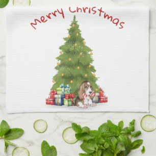 Julbasset har stuckits med Candy cane Bone Kökshandduk