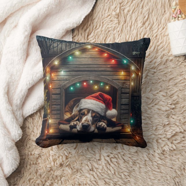 Julbasset Hound i Doghouse Kudde (Filt)