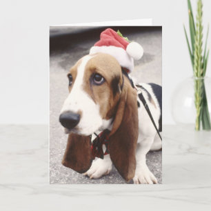 Julbasset Hound i julhälsningskort Helgkort