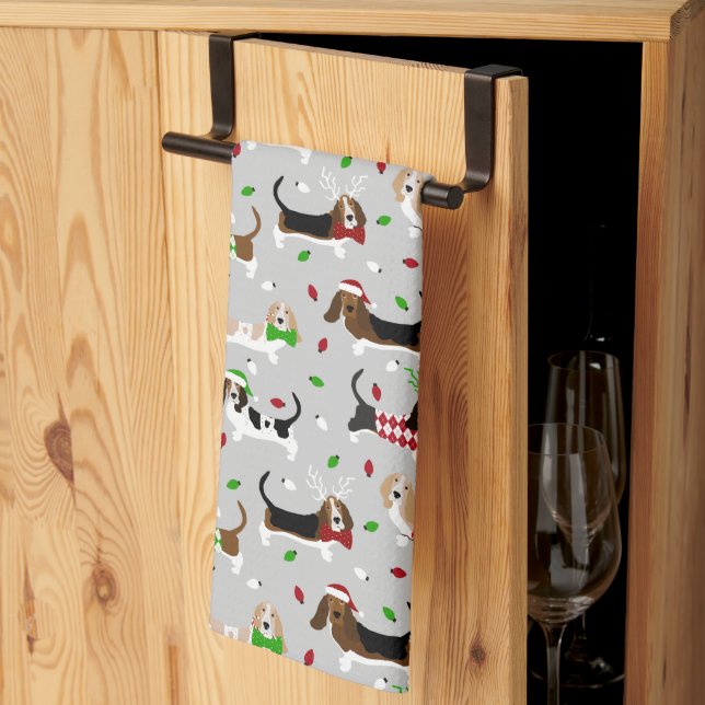 Julbasset Hound Kitchen Towel Kökshandduk (Thirds Fold)