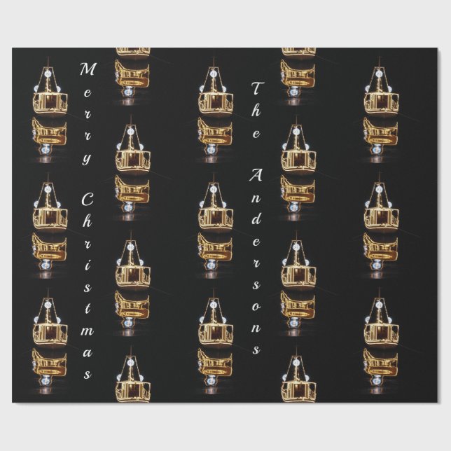 Julbåt med gyllene Ljus Presentpapper (Platt)