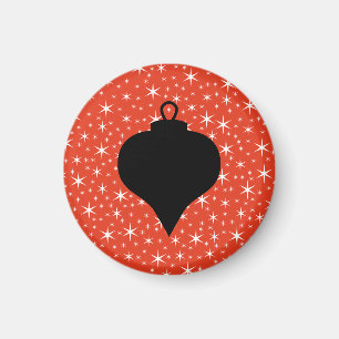 JulBaubledesign i svart, rött och vitt Magnet