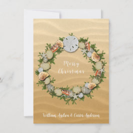 Julbeach Seashells Starfish Sand Dollar Julkort