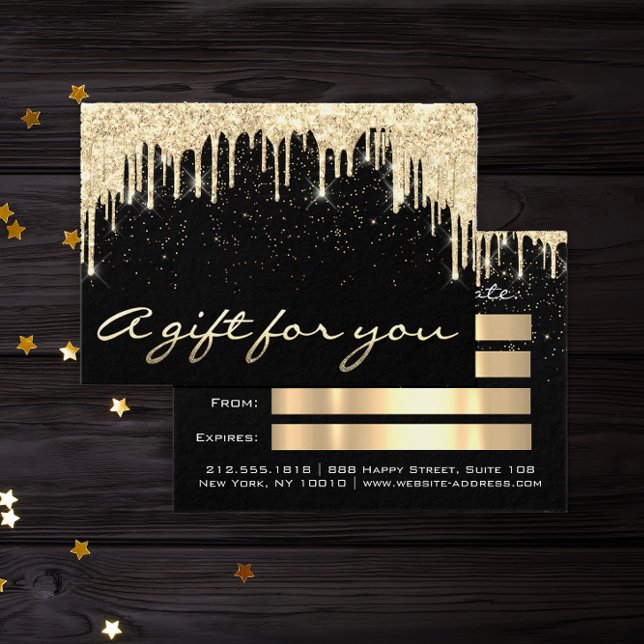 Julbeauty Salon Hair GoldConfetti Gift Drift Visitkort (Christmas Beauty Salon Hair GoldConfetti Gift Drip)