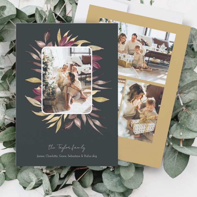 Julbedövning Vinter Foliage Photo Ram Julkort (Christmas Stunning Winter Foliage Photo Frame Holiday Cards from Ricaso. Beautiful frame for photos)