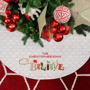 JulBELIEVE-Personligen Vit med citattecken Julgransmatta Borstad Polyester
