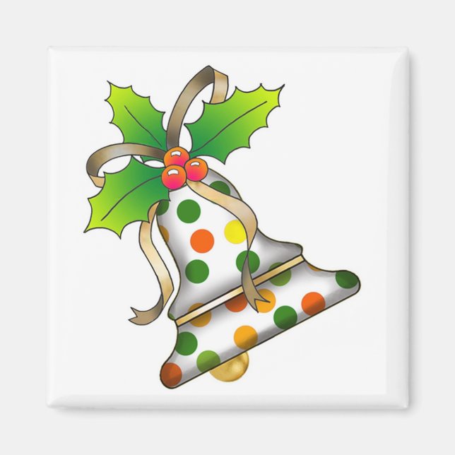 Julbell med Holly-12 Magnet (Framsidan)