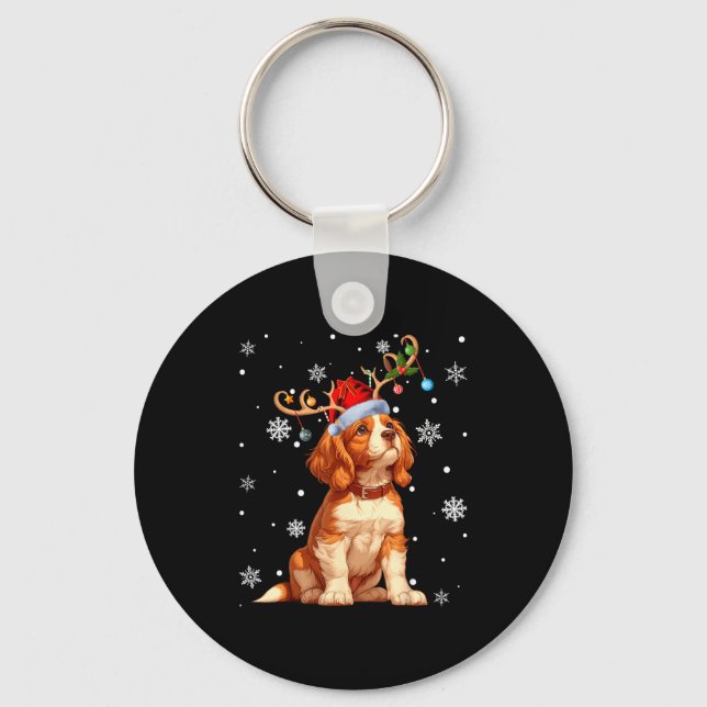 Julbelysning Cavalier King Charles Spaniel Jul Nyckelring (Framsida)